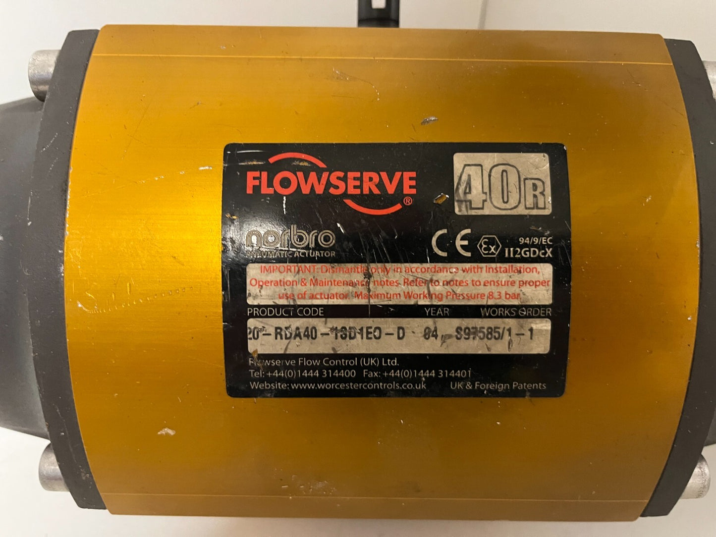 Flowserve Norbro 40R Pneumatic Actuator 20-RDB40-1SD1EO-D - Used, Working
