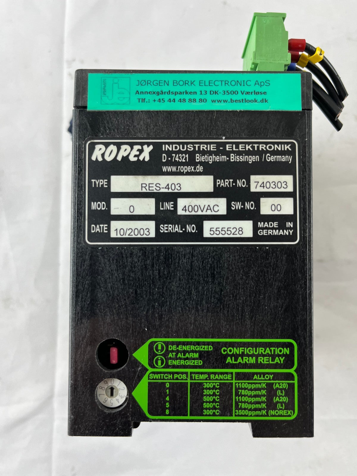 Ropex RES-403 Temperature Controller 400VAC Resistron Heat-Seal Controller Used