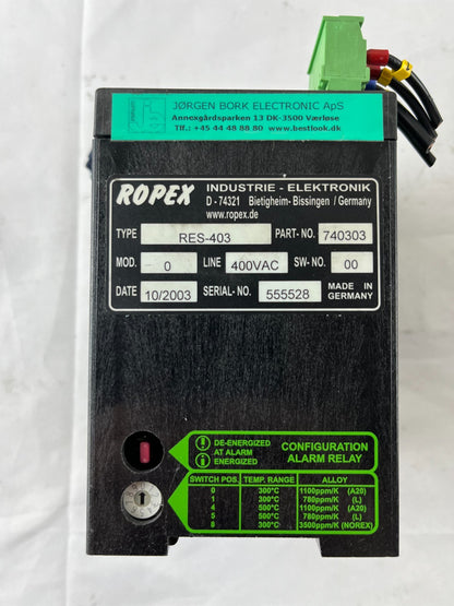 Ropex RES-403 Temperature Controller 400VAC Resistron Heat-Seal Controller Used
