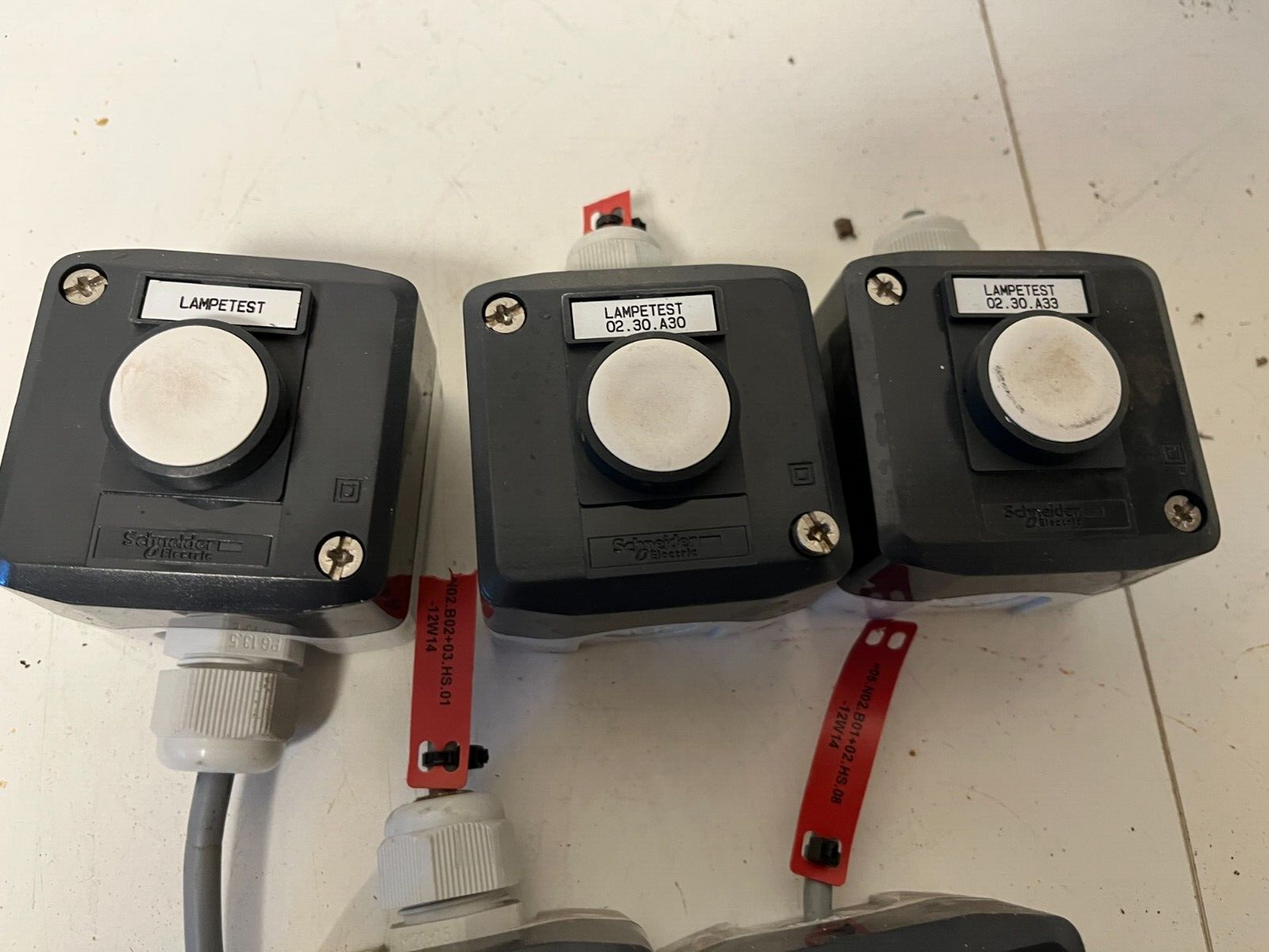 5x Schneider Electric Push Button Switches & Cable Glands - Used, Good Condition
