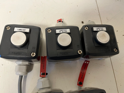 5x Schneider Electric Push Button Switches & Cable Glands - Used, Good Condition