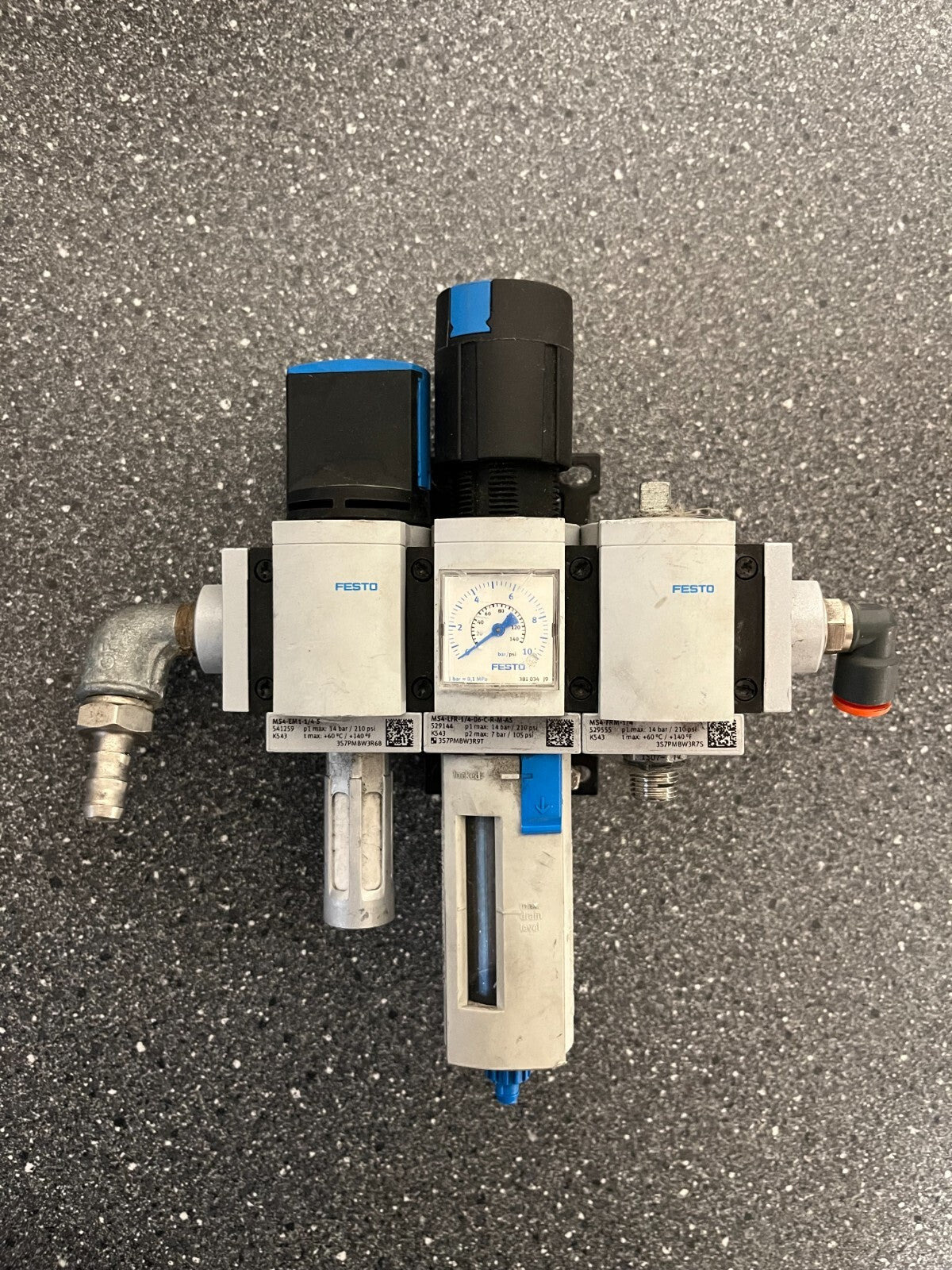 FESTO MS4 Pneumatic Filter Regulator Unit Gauge MS4-LFR-1/4-D6-C-R-M-AS