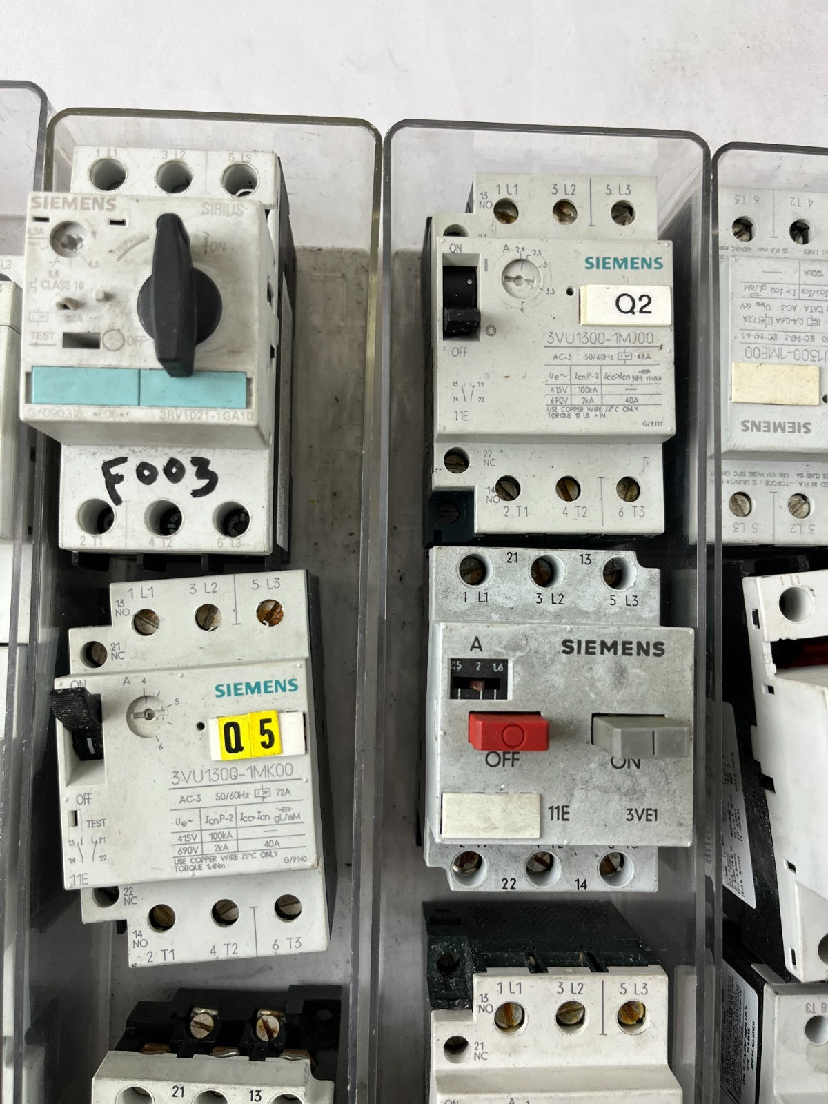 Siemens Motor Starter Lot 18pcs 3VE1 3RV 3VU MPCB Used Working Spare Units