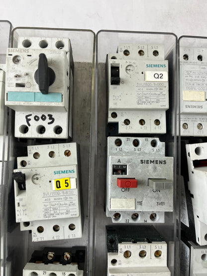 Siemens Motor Starter Lot 18pcs 3VE1 3RV 3VU MPCB Used Working Spare Units