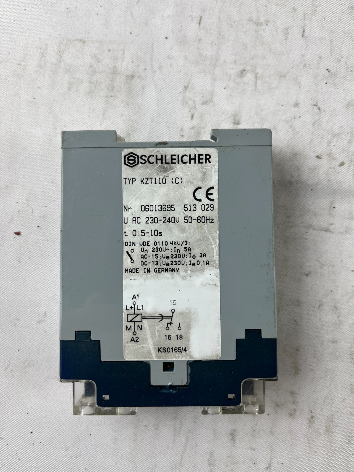 Schleicher KZT110 Timer Relay 230-240VAC 0.5-10s DIN Rail Used Spare Unit