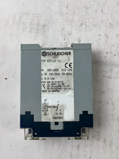 Schleicher KZT110 Timer Relay 230-240VAC 0.5-10s DIN Rail Used Spare Unit