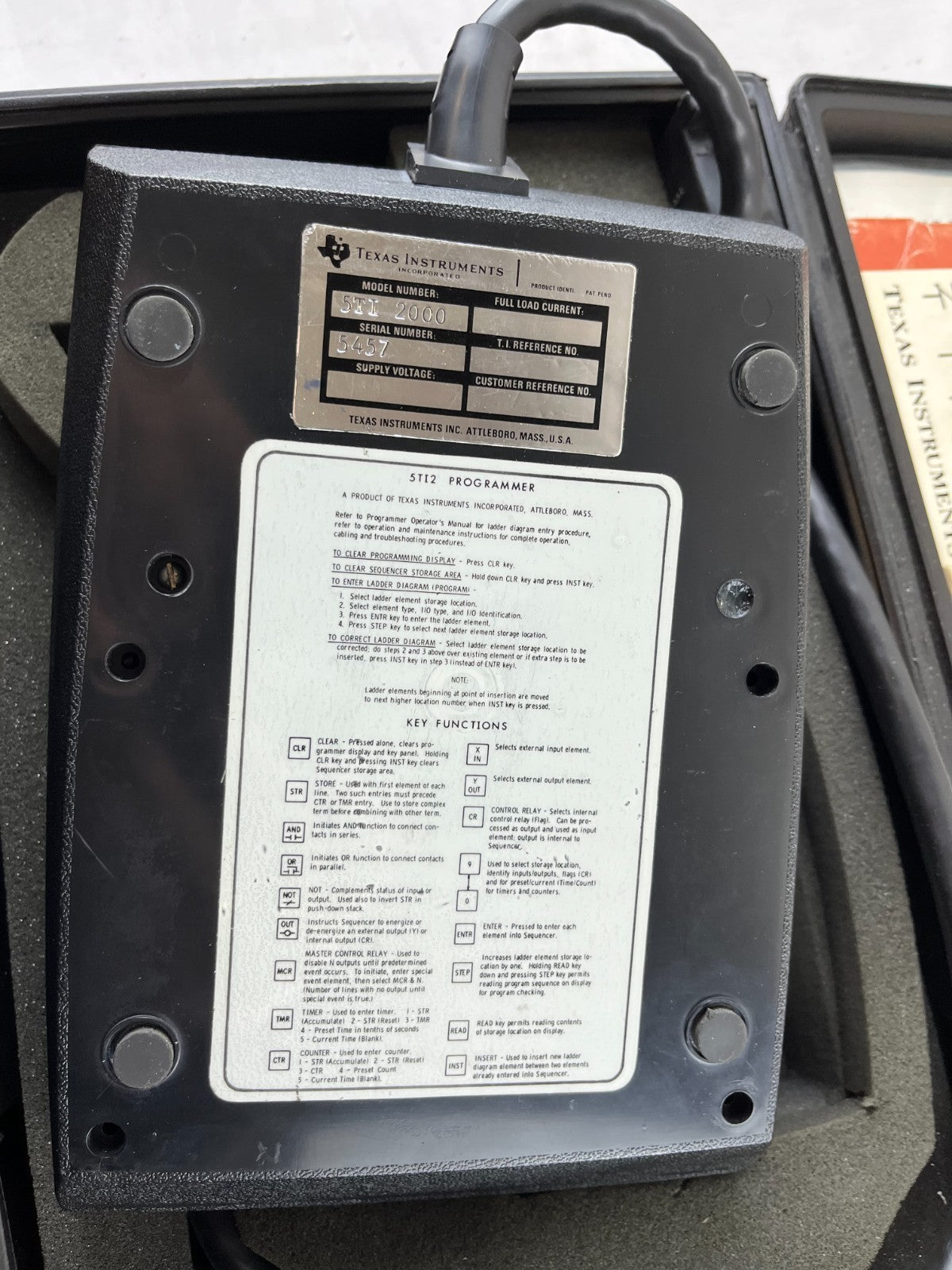 Texas Instruments 5TI-2000 PLC Programmer in Case w/ Manuals, Used Working
