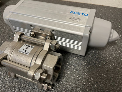 Festo VZBA 1-1/4" Stainless Steel Pneumatic Ball Valve Actuator VZBA-63-T-22