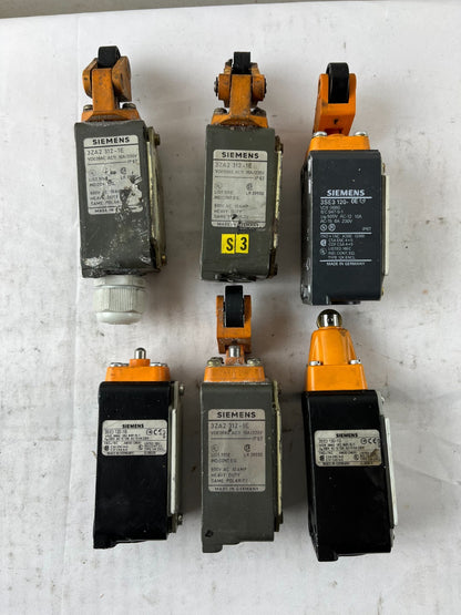Siemens Limit Switch Lot 6pcs 3ZA2 312-1E 3SE3 120 Roller Lever IP67 Used Spares