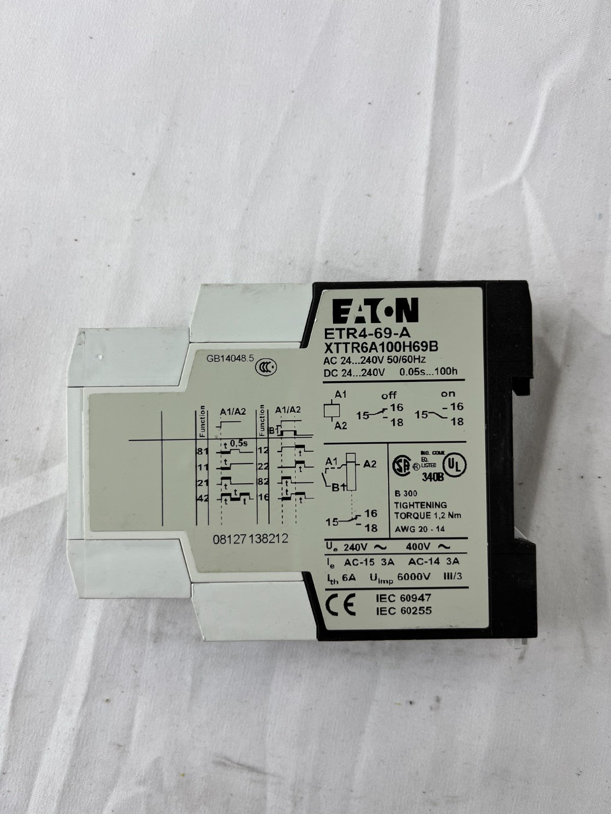 Eaton ETR4-69-A Timer Relay NEW 24-240V 0.05s-100h Multifunction DIN XTTR6A100H6
