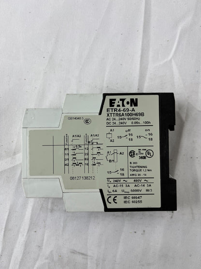 Eaton ETR4-69-A Timer Relay NEW 24-240V 0.05s-100h Multifunction DIN XTTR6A100H6