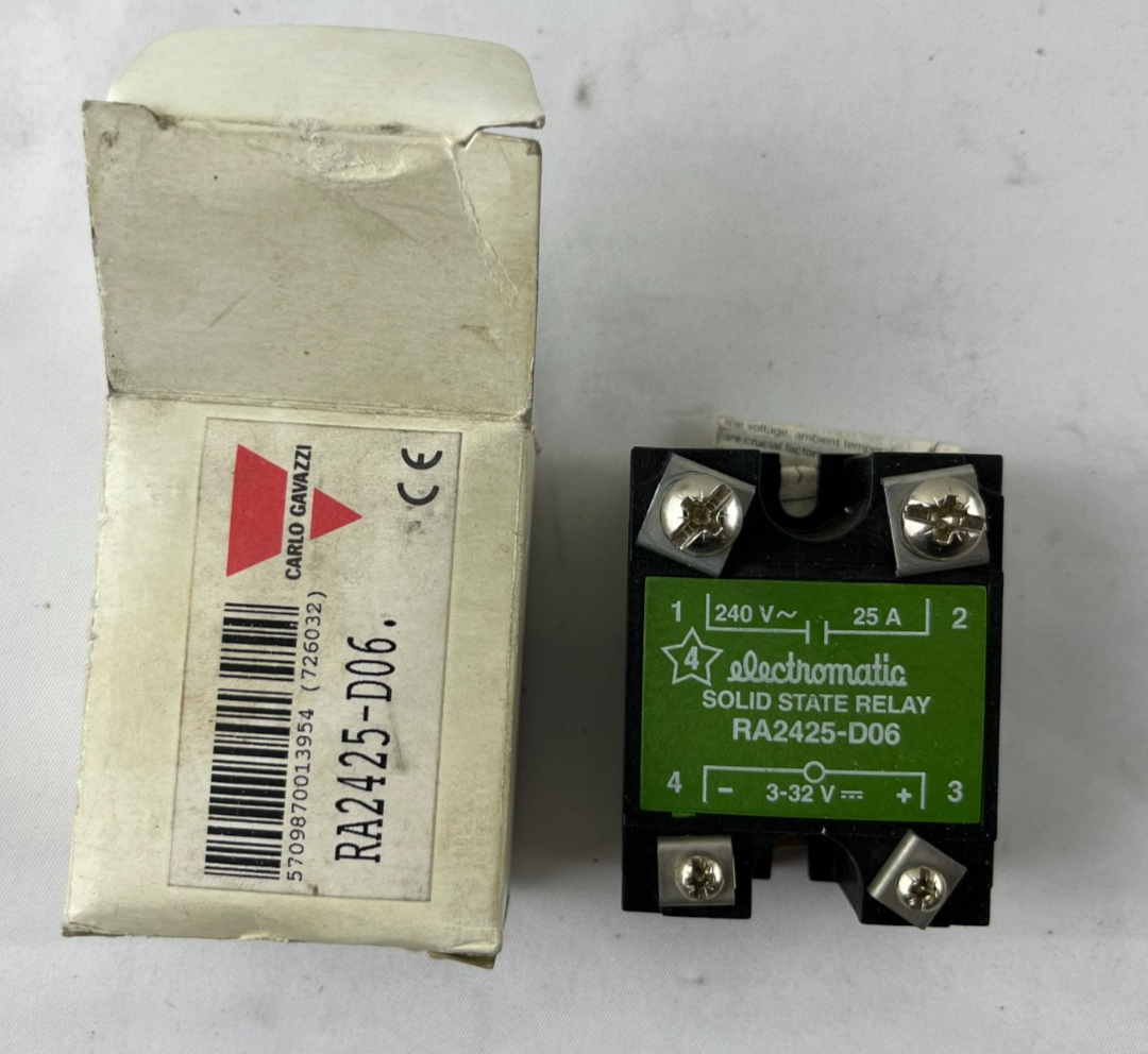 Carlo Gavazzi RA2425-D06 / Electromatic SSR, 1-Phase, 25A 24–280VAC Load NEW