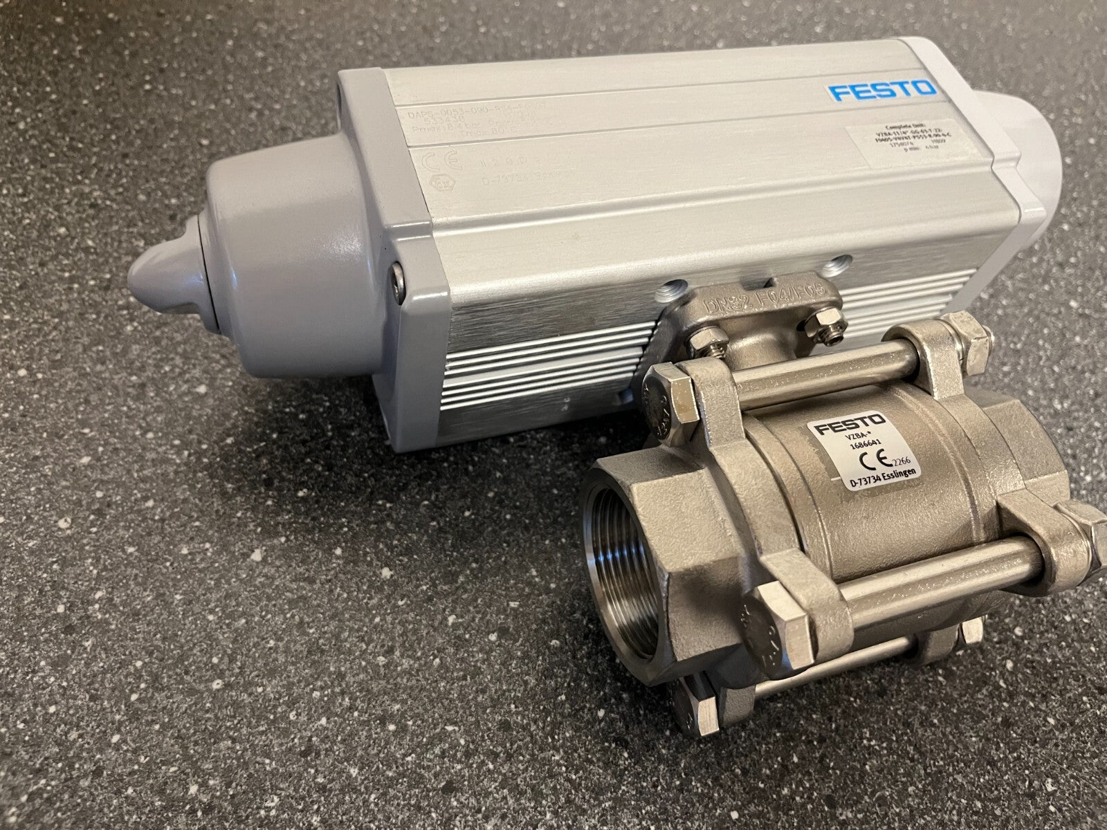 Festo VZBA 1-1/4" Stainless Steel Pneumatic Ball Valve Actuator VZBA-63-T-22