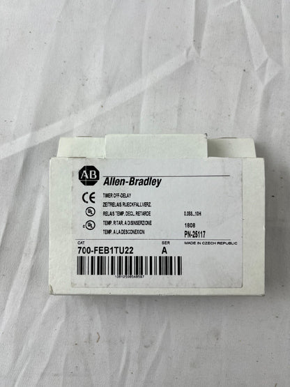 Allen-Bradley 700-FEB1TU22 Timer NEW OFF-DELAY 0.05s-10h 110-240VAC Czech Made