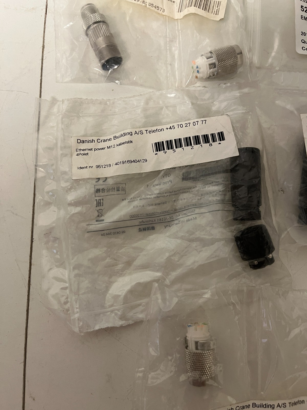 Mixed M12 Industrial Connector Lot Siemens Konecranes Ethernet Power New NOS