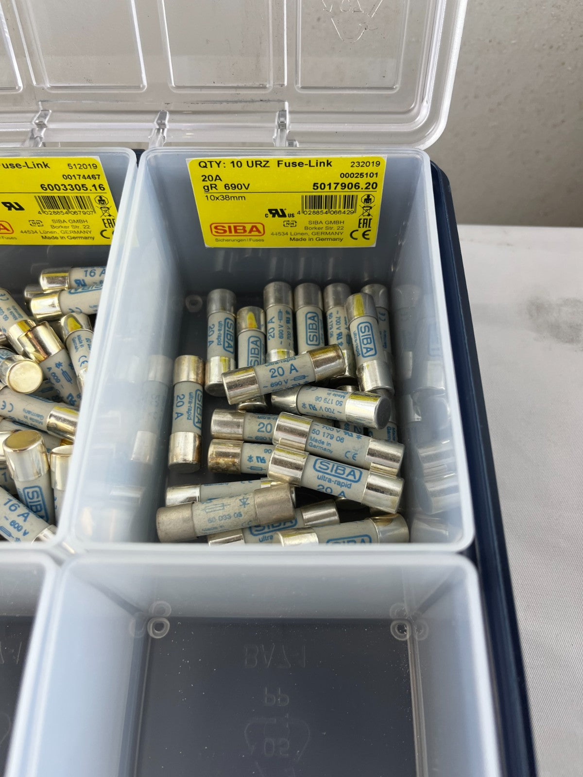 Raaco Organizer Box w/ SIBA URZ Fuse Links 10x38mm gR 690V New Unused