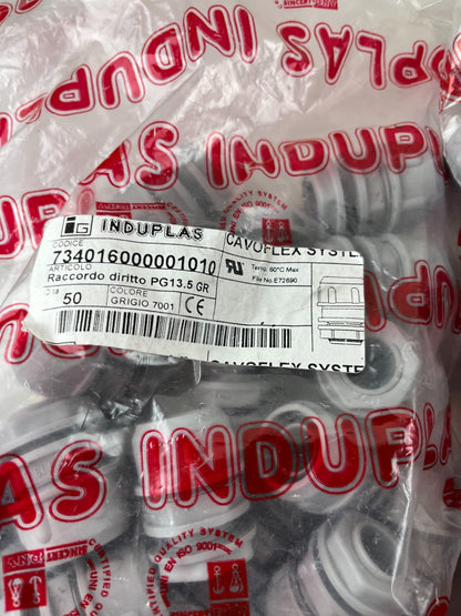 Induplas Cavoflex M20x1.5 + PG13.5 Straight Fittings Lot ~75 pcs Gray 7001 New