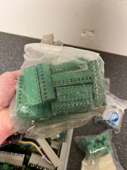 Lot of Phoenix Contact & Assorted Terminal Block Connectors - Mixed Green/Gray
