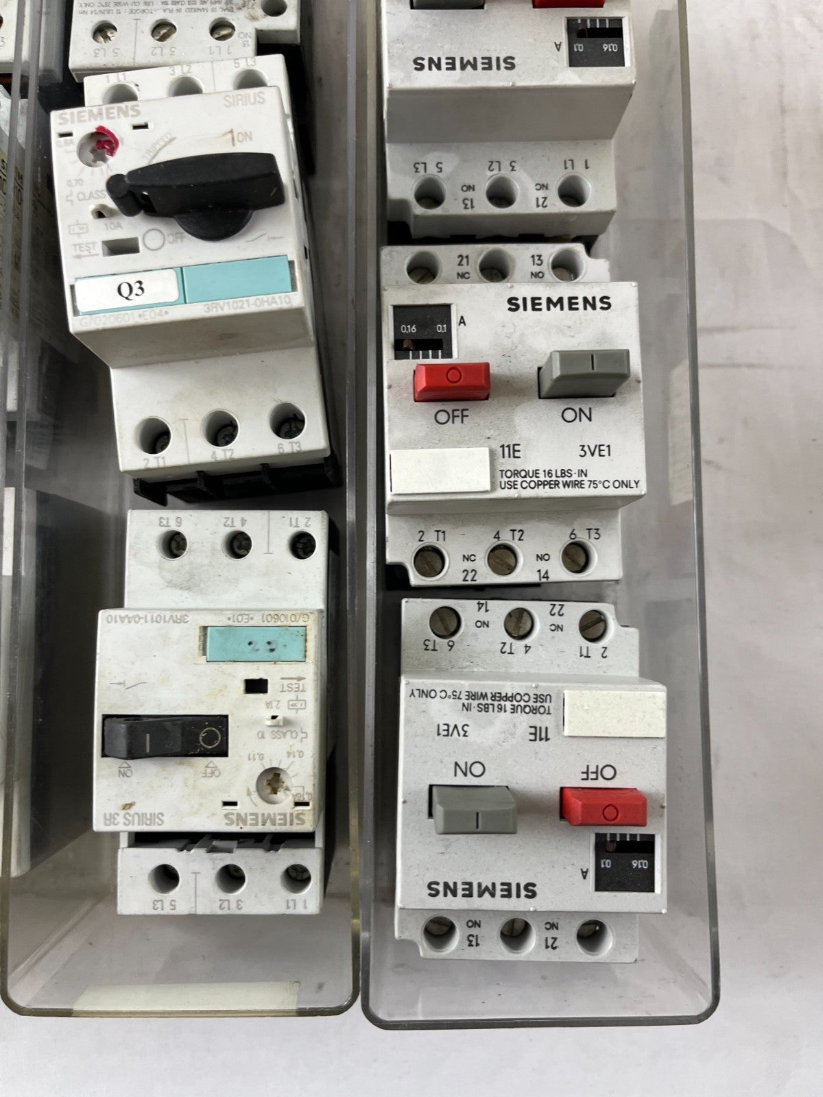 Siemens Motor Starter Lot 18pcs 3VE1 3RV 3VU MPCB Used Working Spare Units