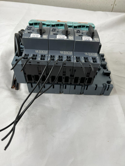 Siemens Sirius 3RV2011 Motor Starter Lot 3x MPCB 1.1-3.2A w Base Modules Used