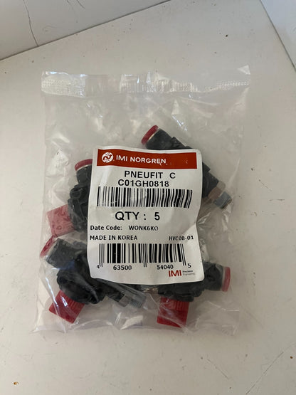 IMI Norgren Pneufit C Push-In Fittings C01GH0818 5-Pack New - Never Used