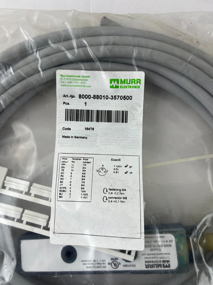 Murr Elektronik 8000-88010-3570500 Exact8 M8 Distribution Cable 8×M8 3-Pin 5m