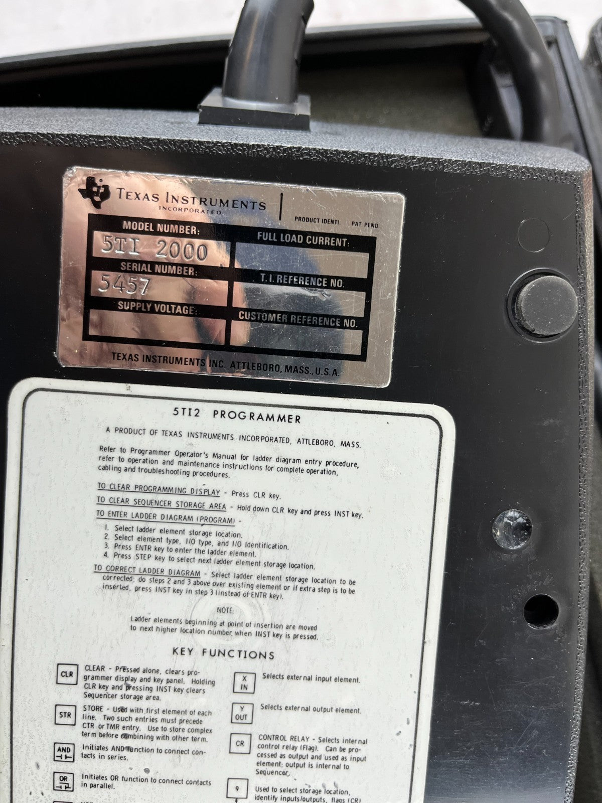 Texas Instruments 5TI-2000 PLC Programmer in Case w/ Manuals, Used Working