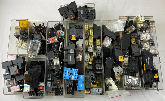 Mixed Industrial Relay Huge Lot Finder Schrack Omron Plug-In Relays Sockets Used