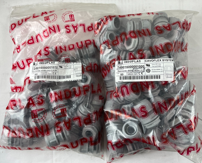 Induplas Cavoflex M20x1.5 + PG13.5 Straight Fittings Lot ~75 pcs Gray 7001 New
