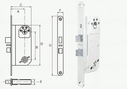 Assa Abloy Modular 560 Double latch lock with automatic locking L: 22.5mm