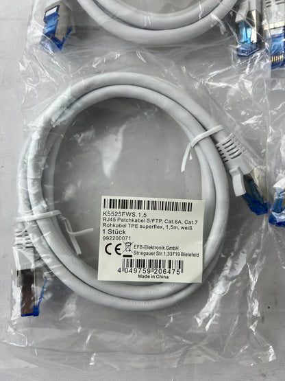 4x EFB K5525FWS NEW Cat.6A S/FTP Patch Cable 1.5m White 10 Gigabit Ethernet