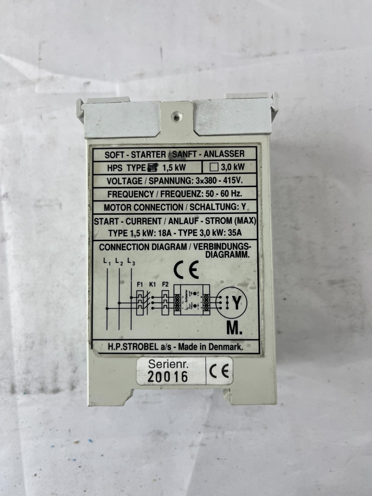 H.P. Strobel Soft Starter 1.5kW 3x380–415V 3‑Phase Motor Starter Used Denmark