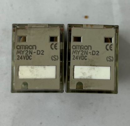 Omron MY2N-D2 Relay 24V DC DPDT Plug‑In – Lot of 2 Used Spare Units