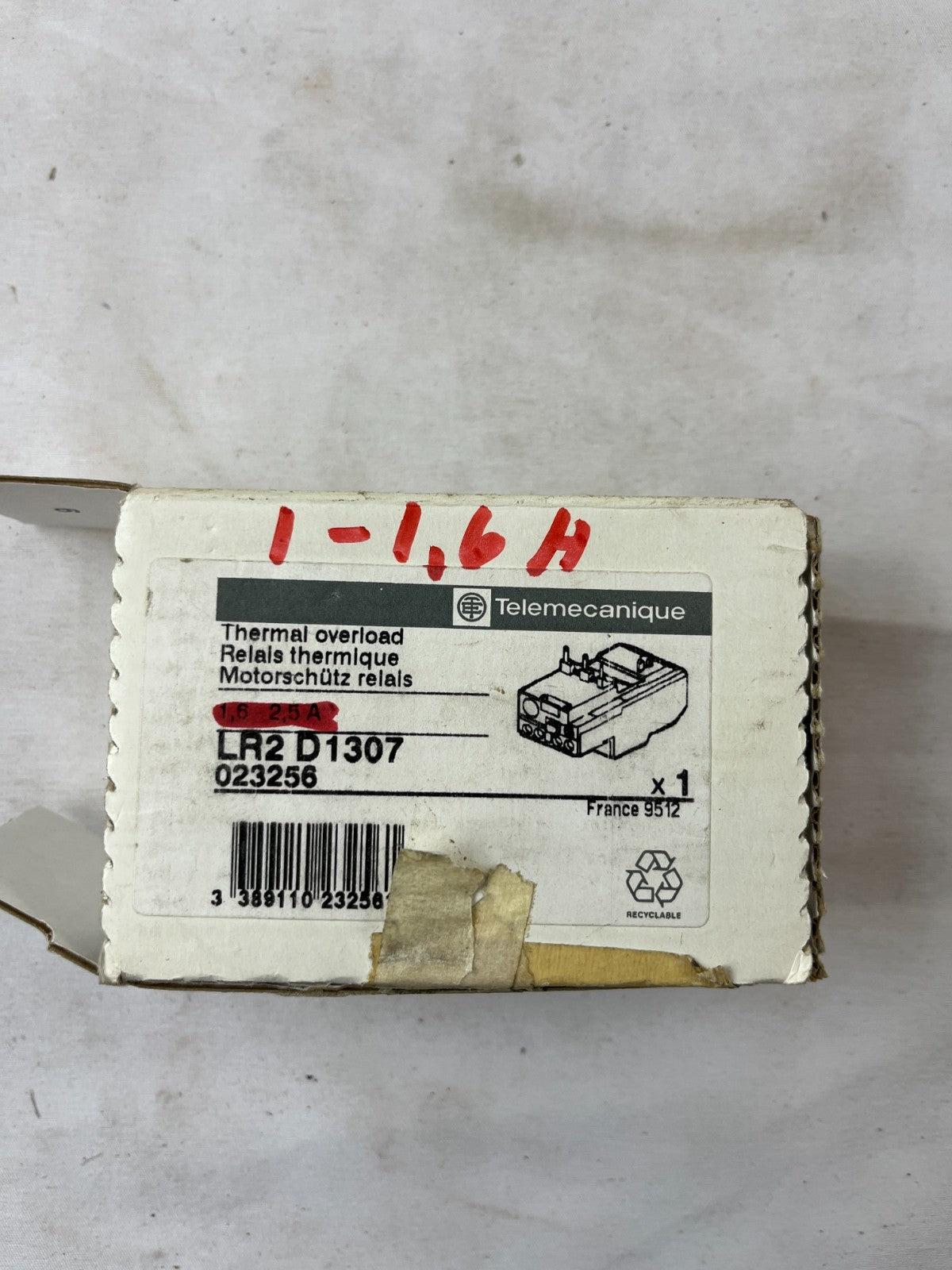 Telemecanique LR2D1307 Thermal Overload Relay 1.6–2.5A Class 10A New In Box