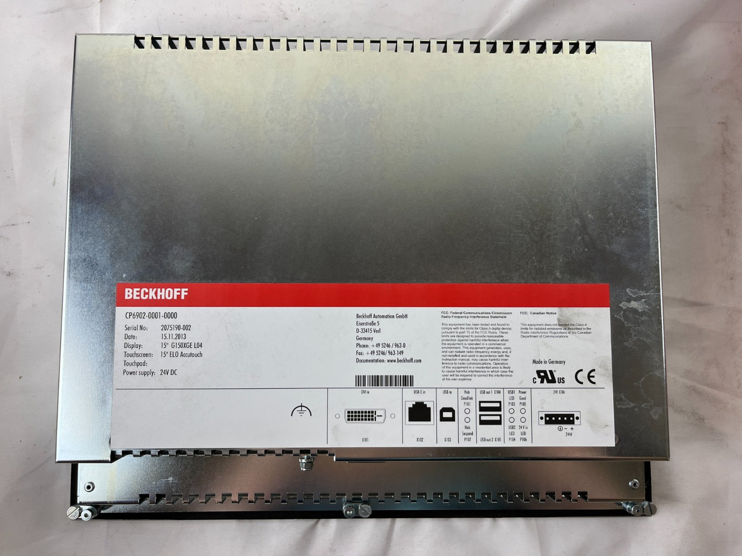 Beckhoff CP6902-0001-0000 15" ELO Accutouch HMI Control Panel DVI/USB 24V DC New