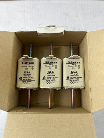 Siemens 3NA3 232 NH2 125A 500V gG LV HRC Fuse Links Box of 3 New Spare Part