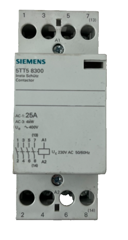 Siemens 5TT5 8300 Contactor 25A 4kW 230V Coil DIN Rail Used Spare Unit