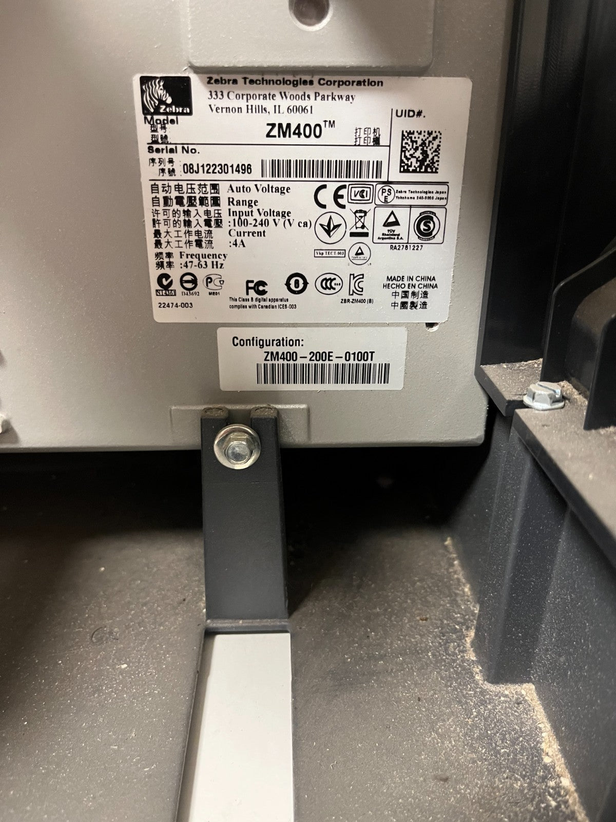 Zebra ZM400 200E-0100T Thermal Label Printer 203 DPI Working Order v53.17.11Z