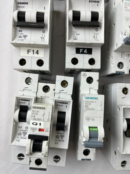 Siemens 5SX2 5SL61 MCB Breaker Lot C2 C4 C6 C10 C16 G20 Mixed Used Spares