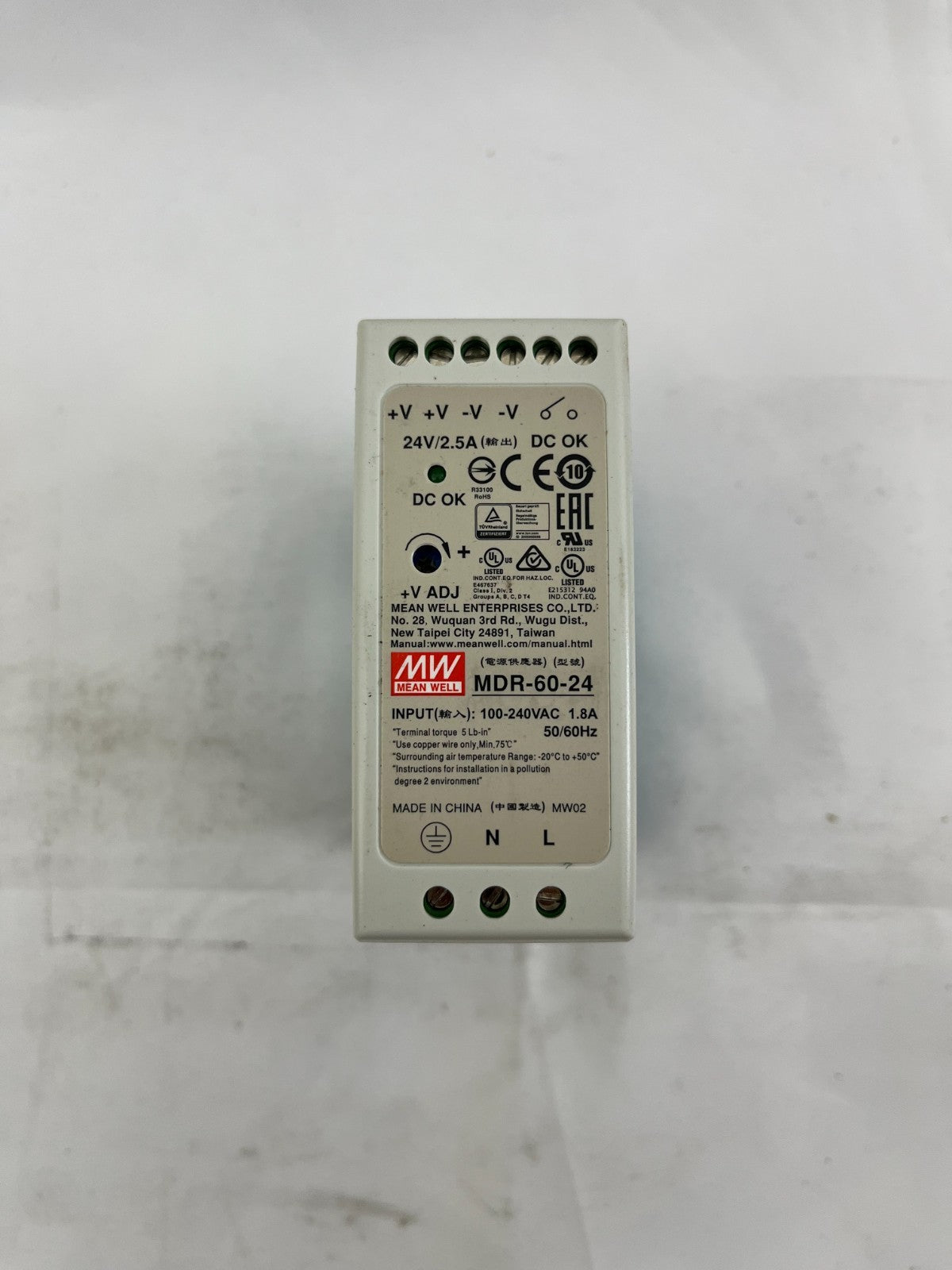 New Mean Well MDR-60-24 DIN Rail Power Supply 24V 2.5A 60W Sealed Box