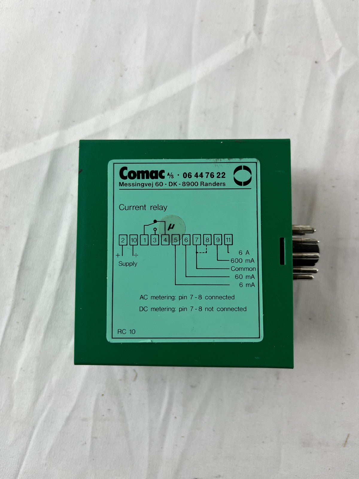 Comac RC10 Current Relay NEW 0.4-6A 230VAC Denmark Made Level Hysteresis Delay