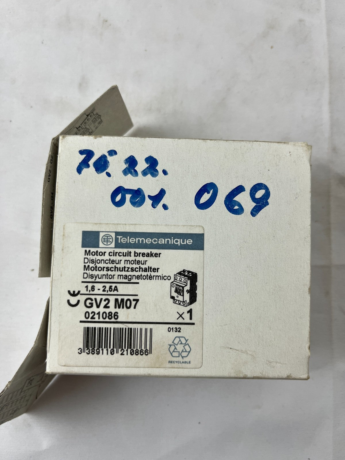 Telemecanique GV2M07 Motor Circuit Breaker Manual Motor Starter 1.6-2.5A New NOS