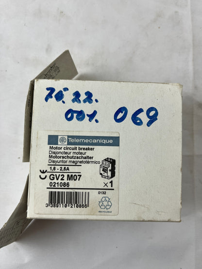 Telemecanique GV2M07 Motor Circuit Breaker Manual Motor Starter 1.6-2.5A New NOS