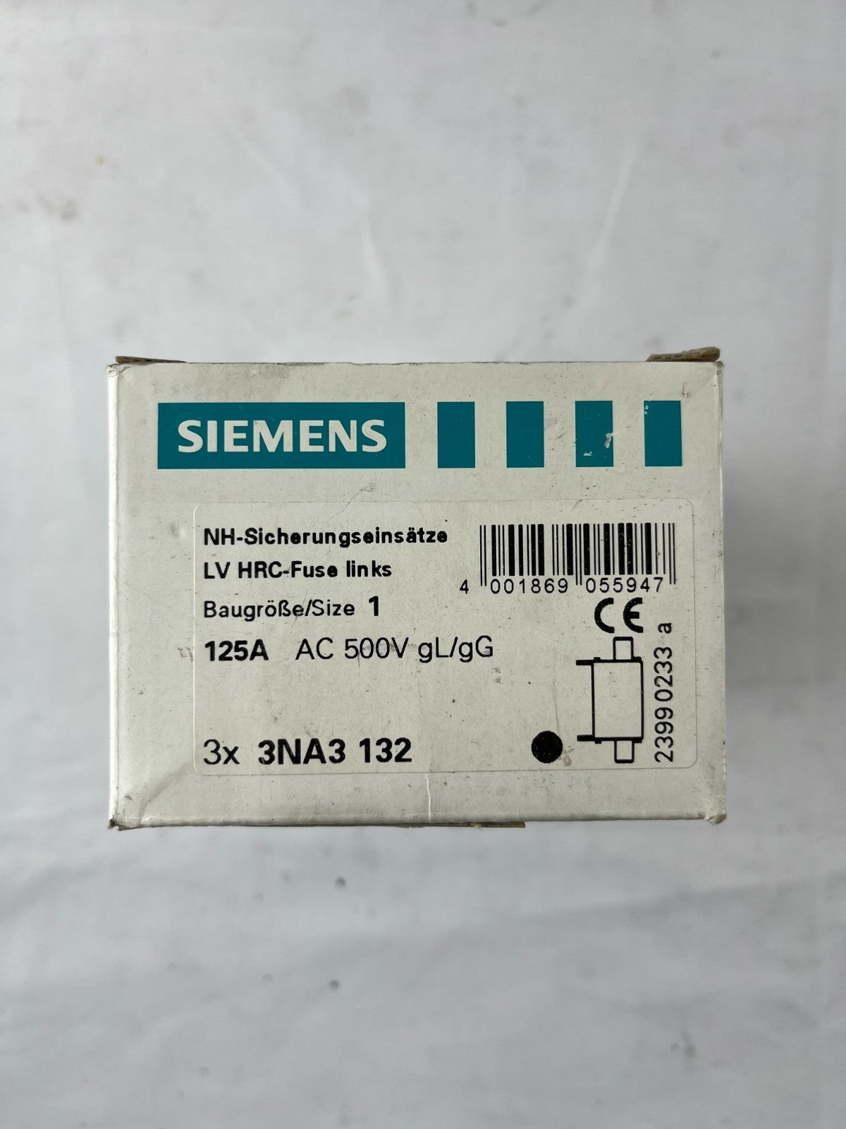 Siemens 3NA3 132 NH1 Fuse 125A 500V gL/gG LV HRC 3NA3132 – Box of 3x New