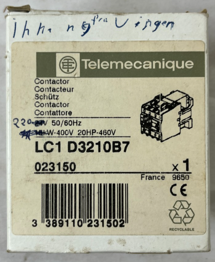 Telemecanique LC1D3210B7 Contactor 32A 15kW 3-Pole 24VAC Coil New In Box