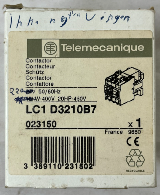 Telemecanique LC1D3210B7 Contactor 32A 15kW 3-Pole 24VAC Coil New In Box