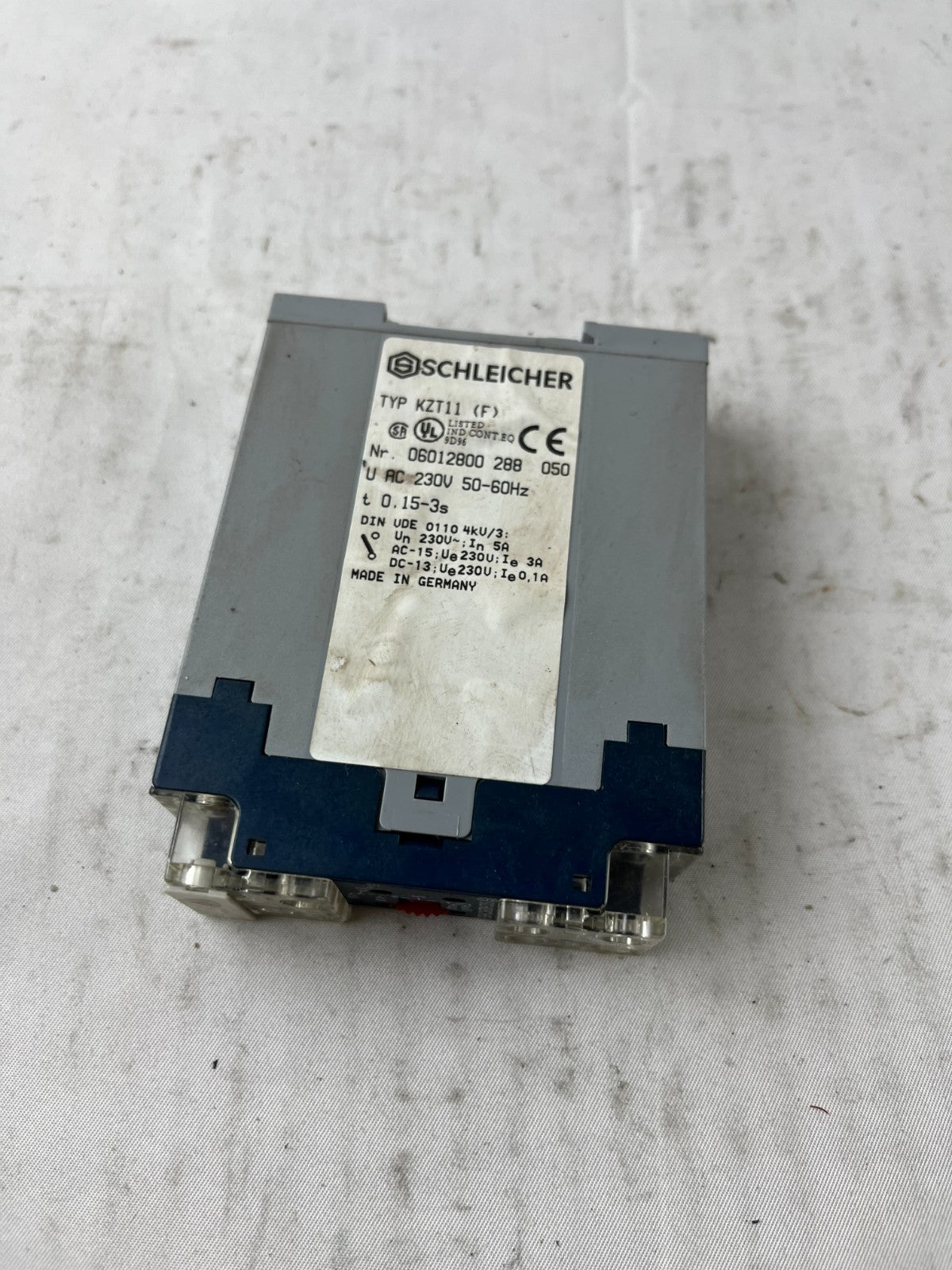 Schleicher KZT11 Timer Relay 230VAC 0.15-3s Time Delay DIN Rail Used Spare Unit