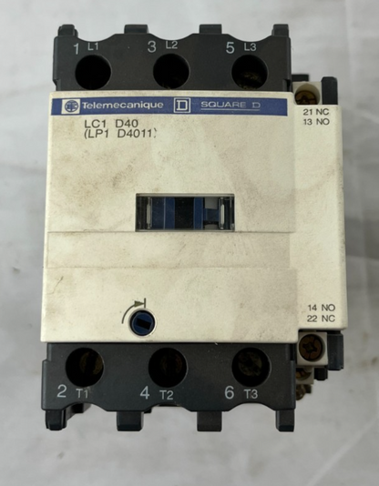 Telemecanique LC1D40 Contactor 60A 3-Pole Motor Contactor LC1 D40 Used Spare