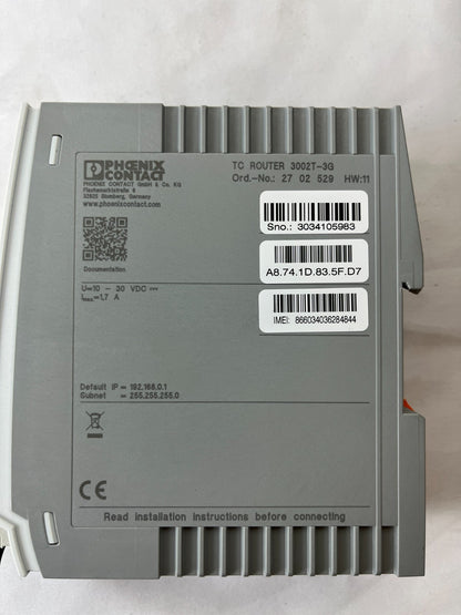 Phoenix Contact TC ROUTER 3002T-3G Industrial VPN Cellular Router 2702529 Used