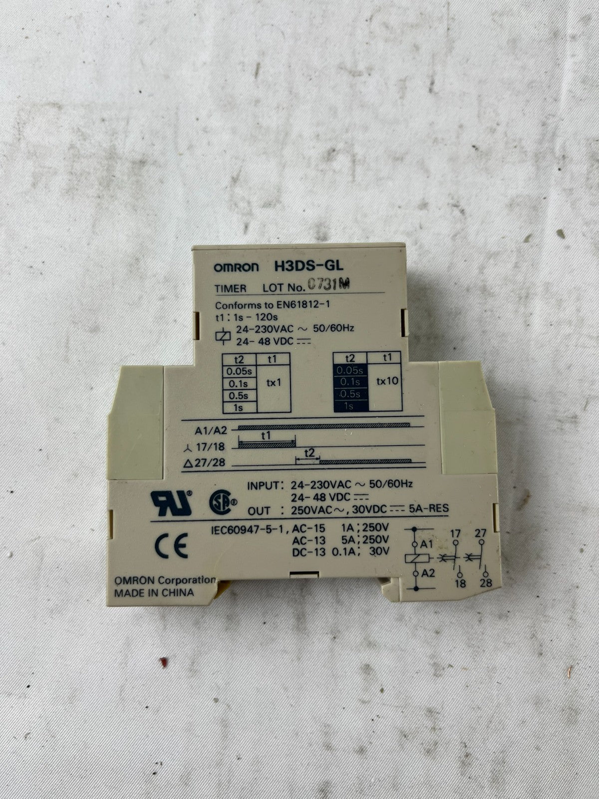 Omron H3DS-GL Timer Relay 24-230VAC 24-48VDC DIN Rail Used Spare Unit